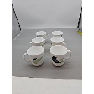 6 Corelle Black Orchard Coffee Mugs Cups Tea Corning Dishes‎ Dinnerware Green